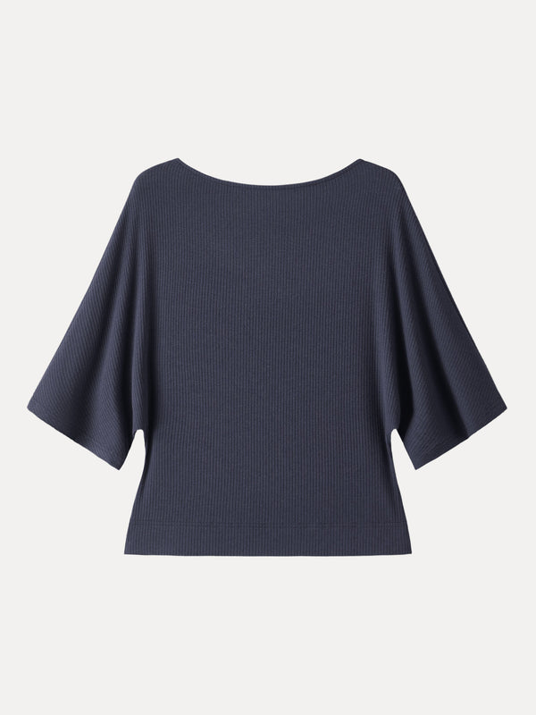 Soft Ribbed Boatneck Relaxed Top