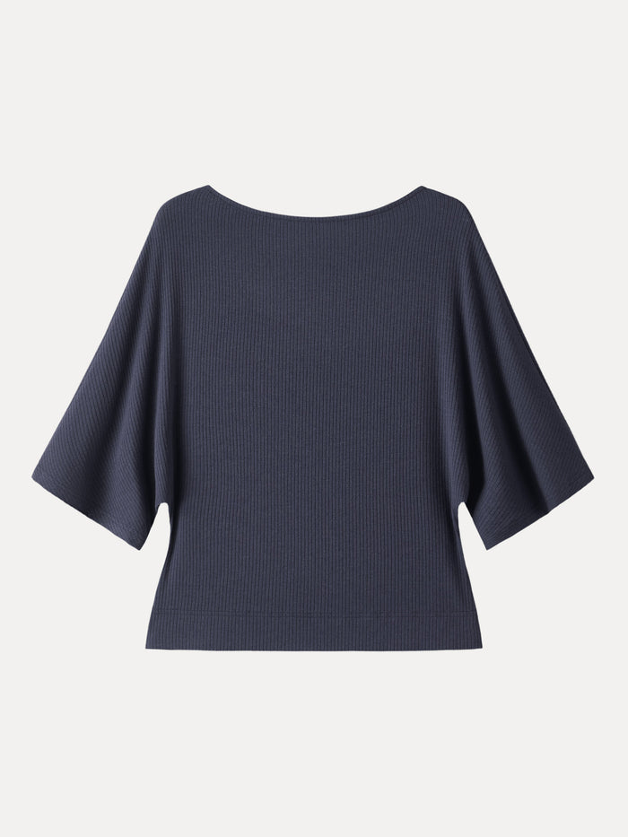 Soft Ribbed Boatneck Relaxed Top