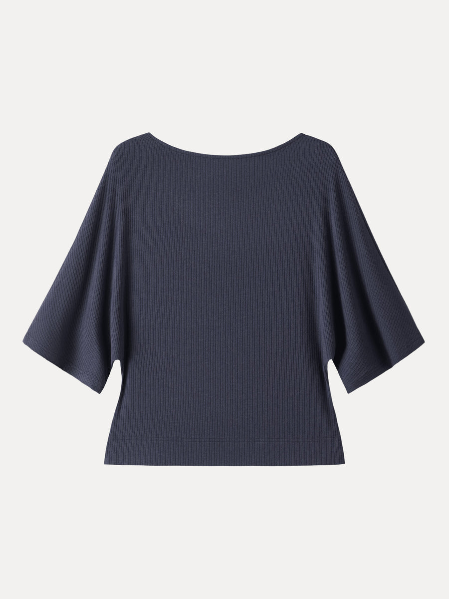 Soft Ribbed Boatneck Relaxed Top