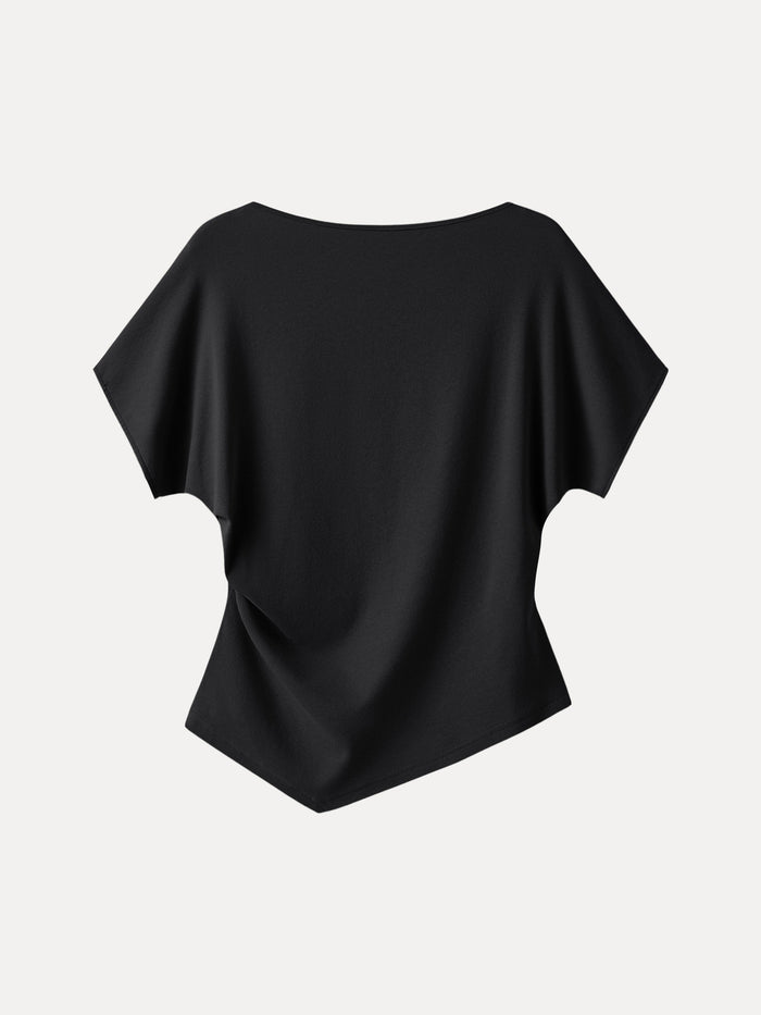 Cotton Lyocell Boatneck Angled Summer Tee