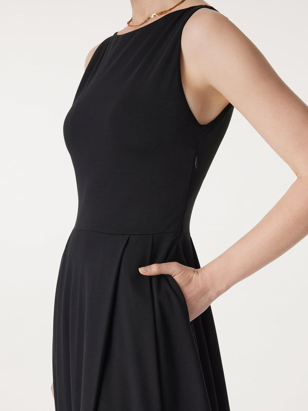 Boatneck Bamboo Ponte Bra Midi Dress with Pockets