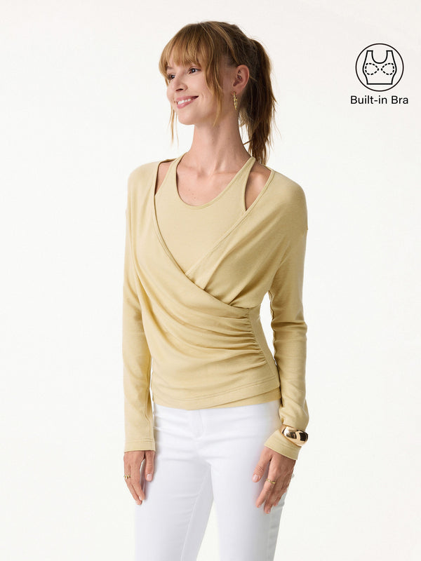 Two-Piece Set Cami with Surplice Ruched Top