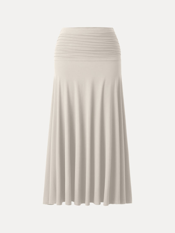 Ultrasoft Mid Rise A-line Ruched Maxi Skirt