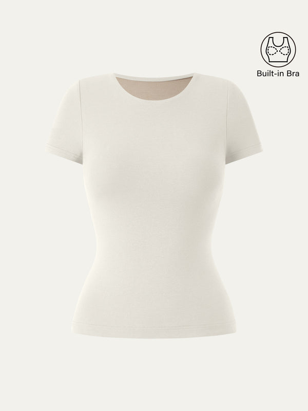 Crewneck Slimming Short Sleeve New Airy Bra Top
