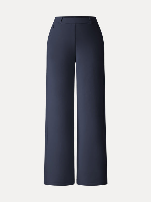 Stretch Cotton Blend Slimming High Rise Wide Leg Pant