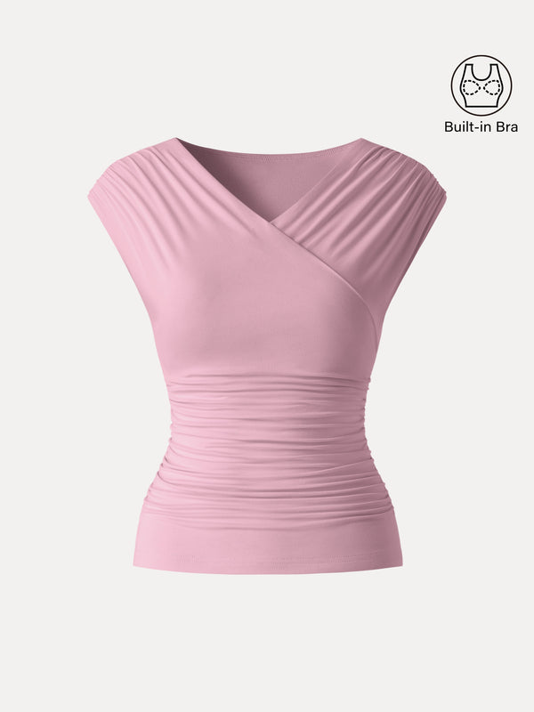 SkinKiss Surplice V-Neck Ruching Bra Top