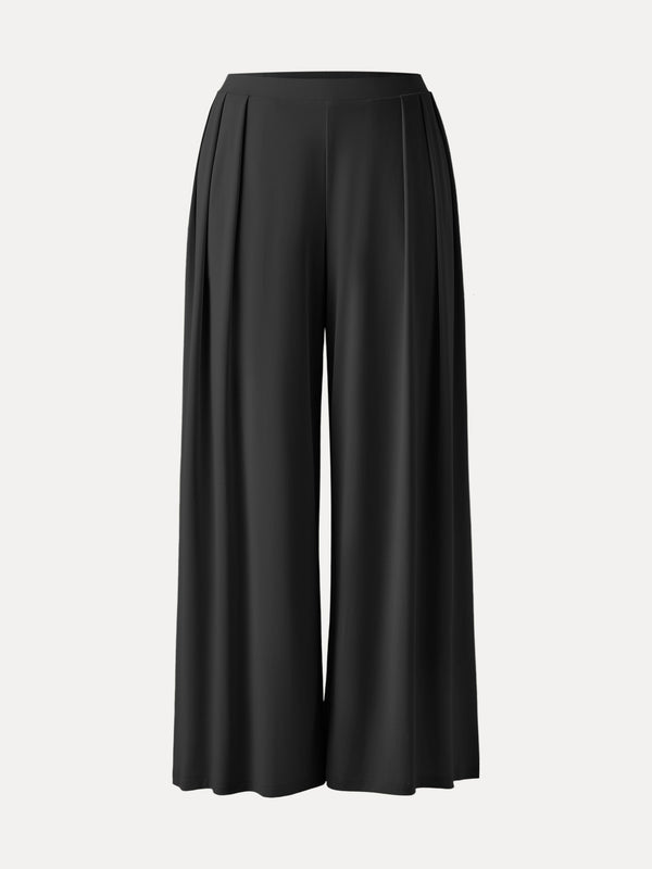 Sandwashed Mid Rise Pleated Wide Leg Palazzo Pant with Pockets