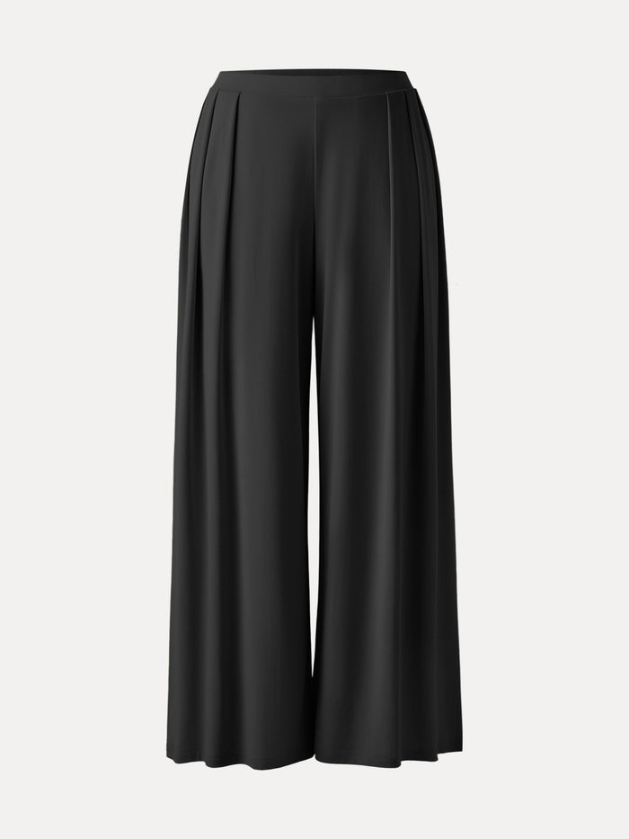 Sandwashed Mid Rise Pleated Wide Leg Palazzo Pant with Pockets