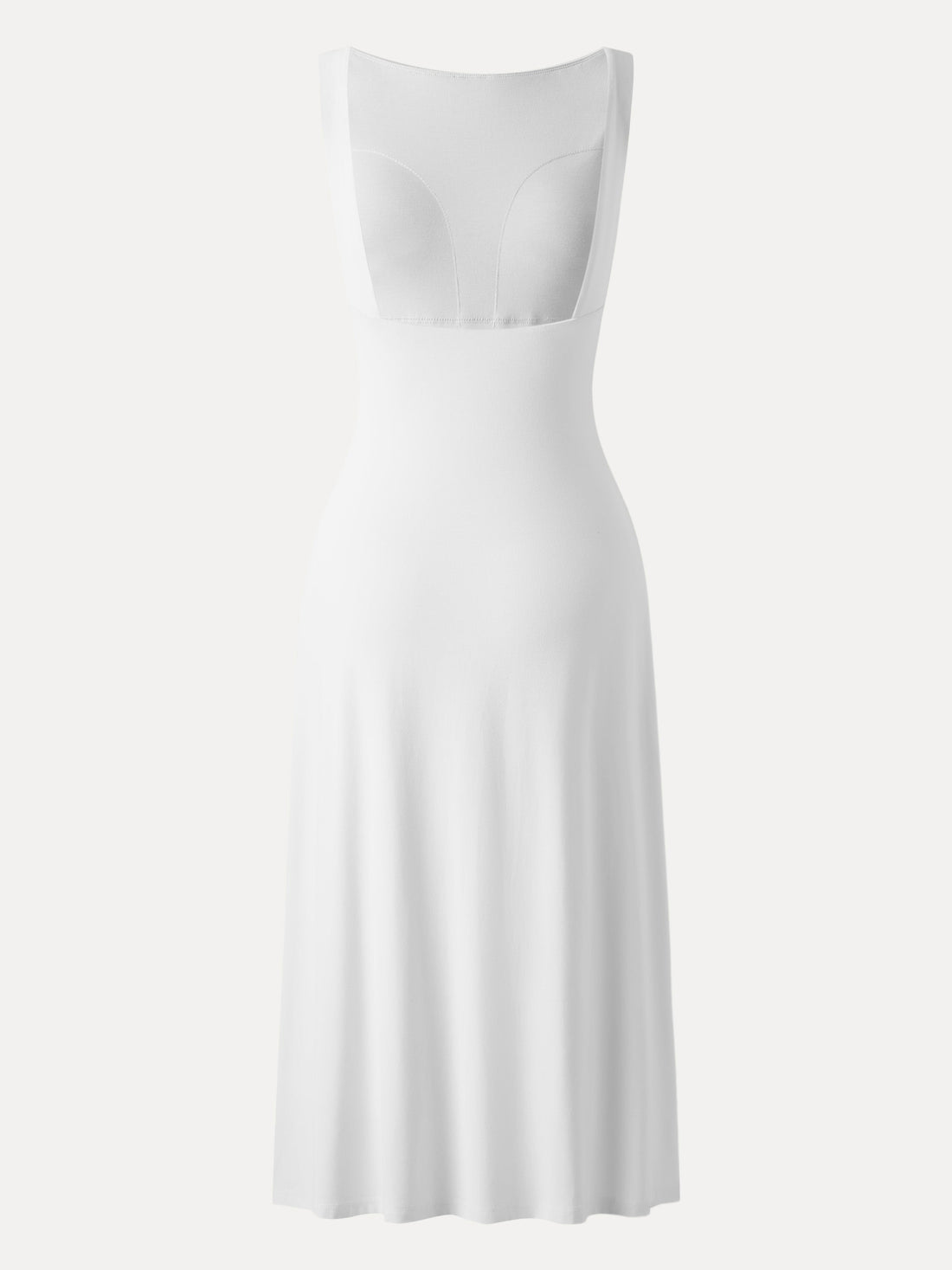Classy Boatneck Open Back Bandless Midi Bra Dress