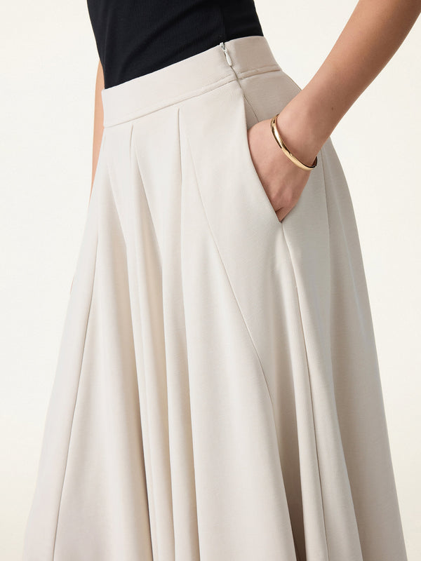 Lyocell Blend Volume Skirt with Pockets