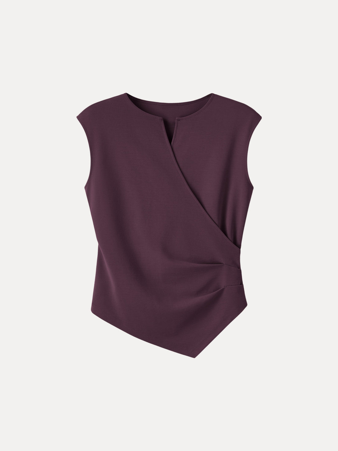 Surplice Wide Shoulder Tucked Angled Tank Top