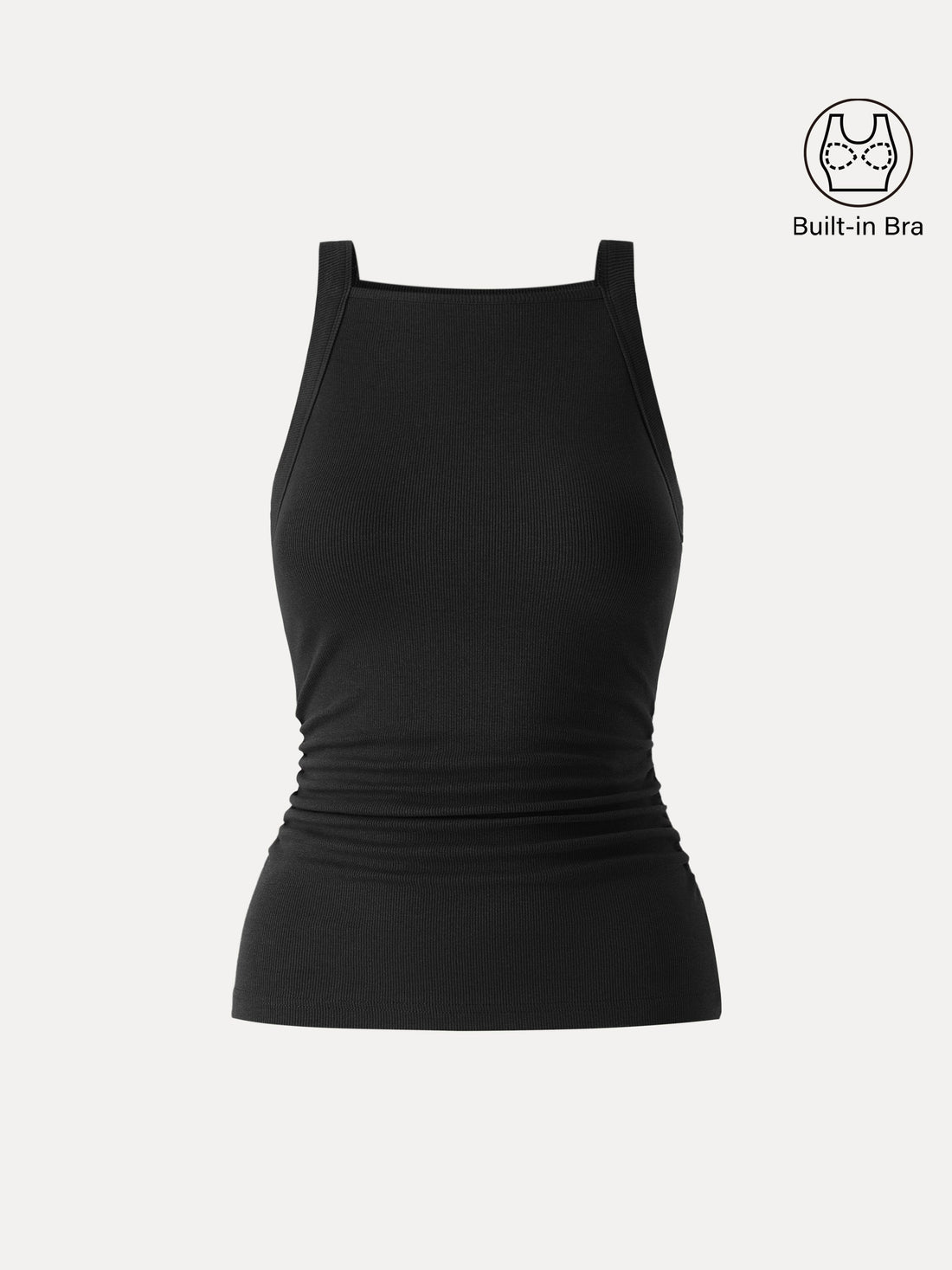 Plantive Chic Square Neck Ruched Rib Bra Tank