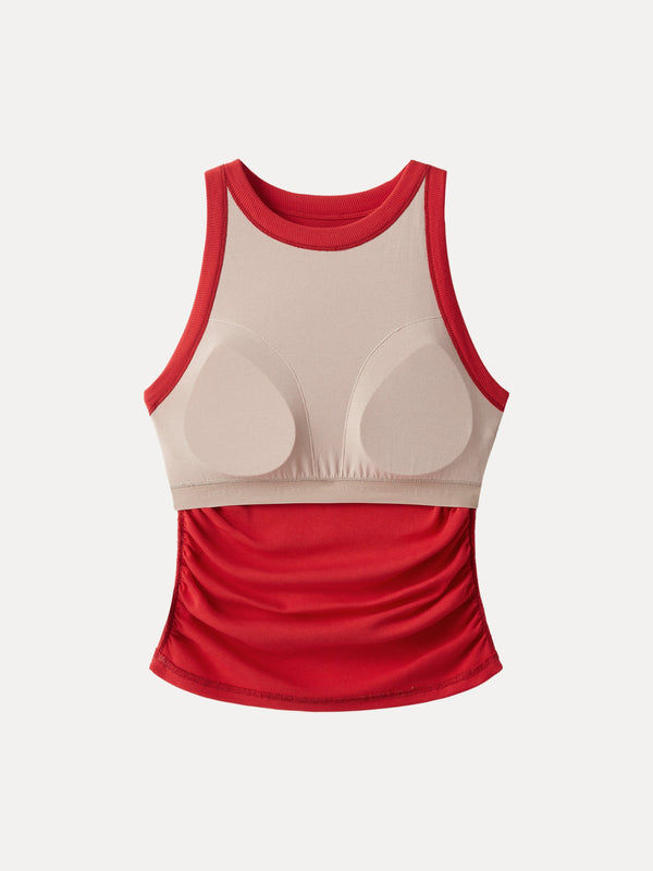 Crewneck Side Ruched Bra Tank