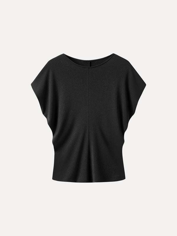 Linen-Blend Round Neck Relaxed Summer Top