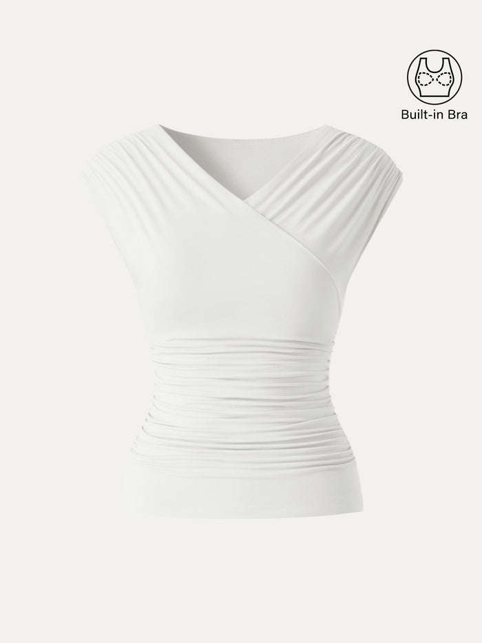 SkinKiss Surplice V-Neck Ruching Bra Top