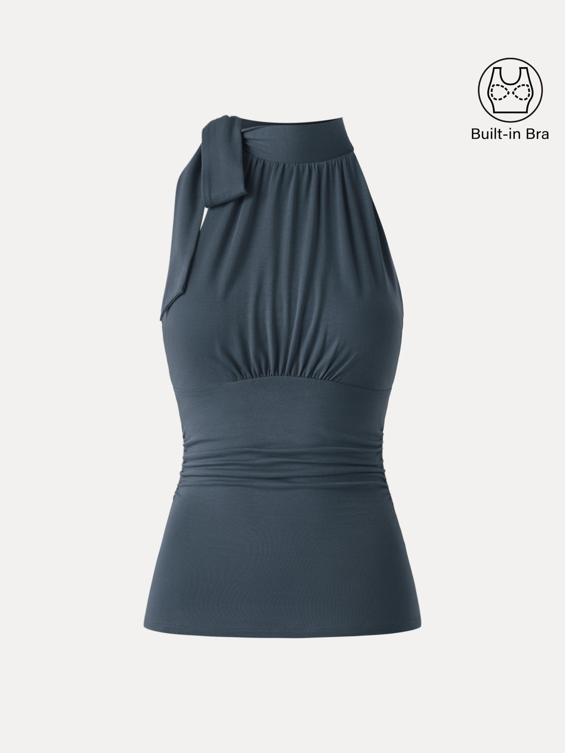 Side Ruched High Tie Neck New Airy Bra Tank