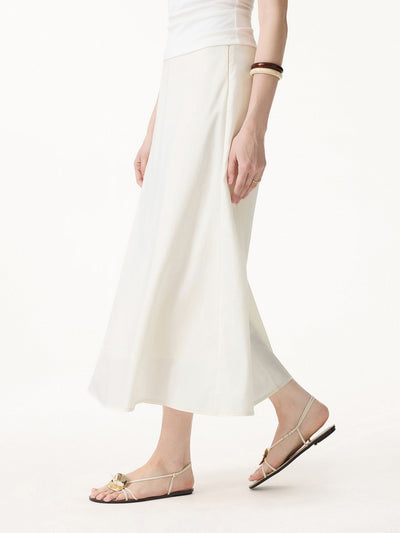 Lyocell-Linen Blend Maxi Flared Pull-On Skirt