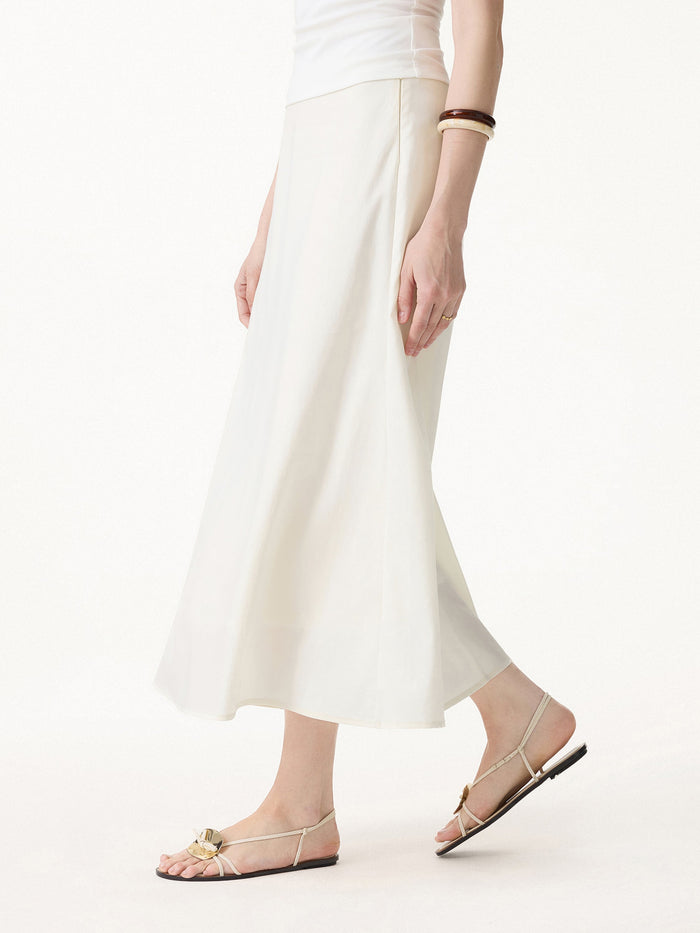 Lyocell-Linen Blend Maxi Flared Pull-On Skirt