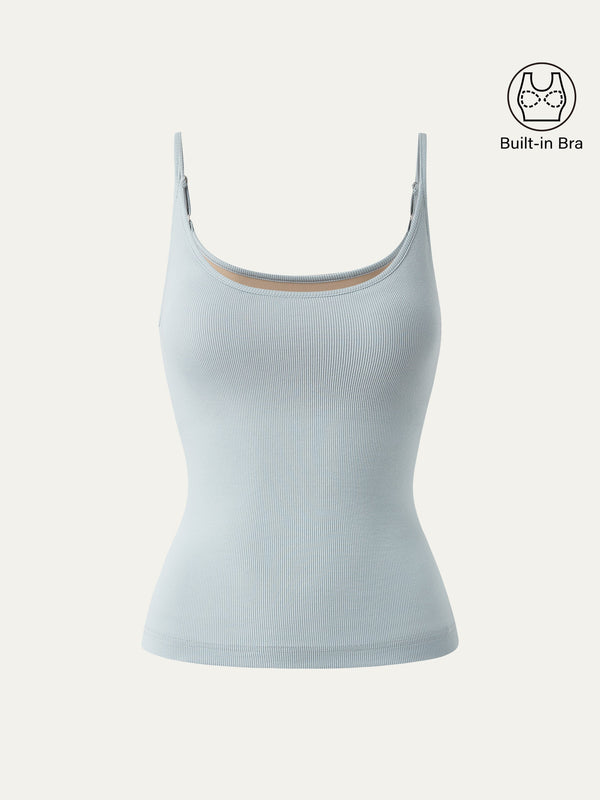 Scoop Neck Spaghetti Strap New Airy Bra Tank Top