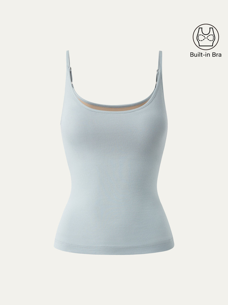 Scoop Neck Spaghetti Strap New Airy Bra Tank Top