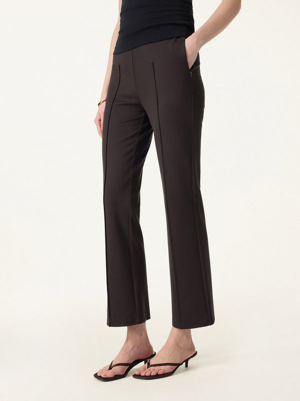 Wrinkle-Resistant High Rise Cropped Flare Leg Travel Pant