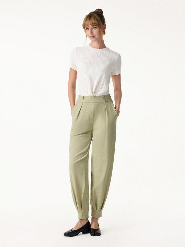 Stretch Linen-Like Wrinkle-Resistant Tapered Pant