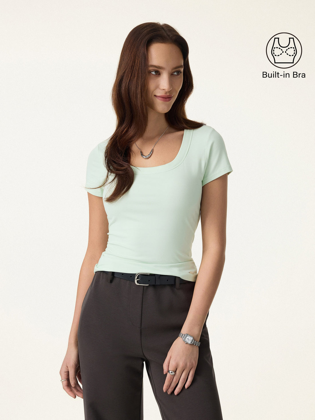 SkinKiss U-Neck Short Sleeve Everyday Bra Top