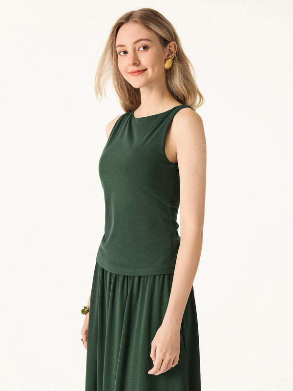 Stretch Cotton Boatneck Bra Tank