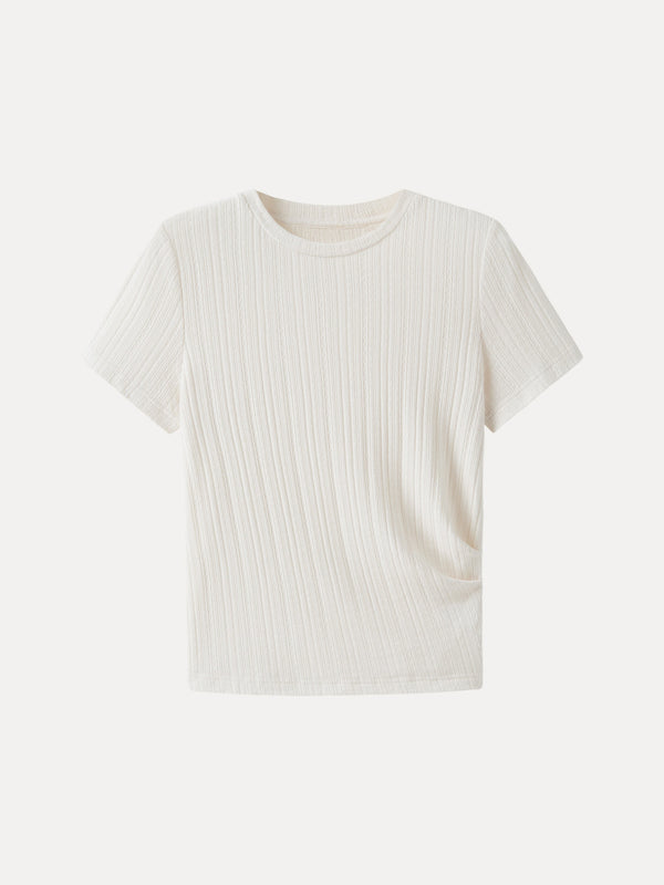 Pointelle Tucked Short Sleeve Summer Tee