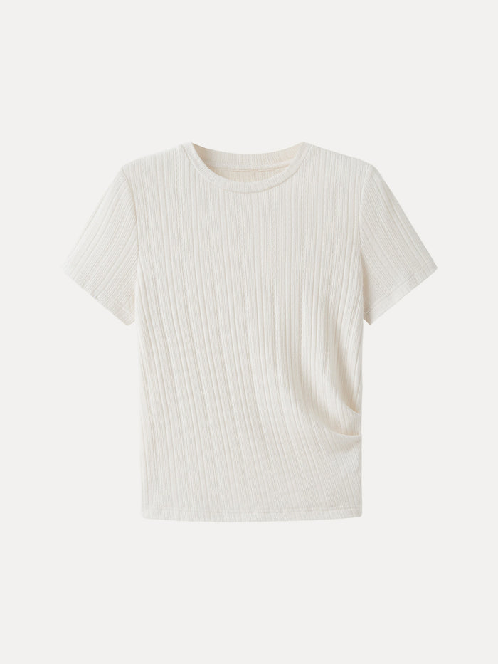 Pointelle Tucked Short Sleeve Summer Tee