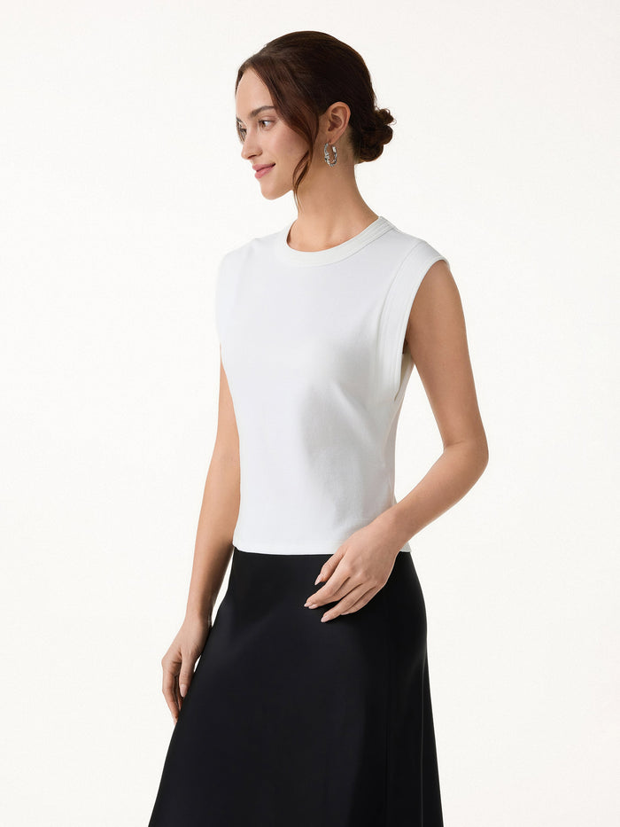 Soft Cotton Lyocell Cropped Wide Shoulder Tank