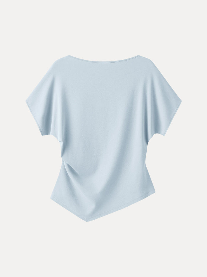 Cotton Lyocell Boatneck Angled Summer Tee