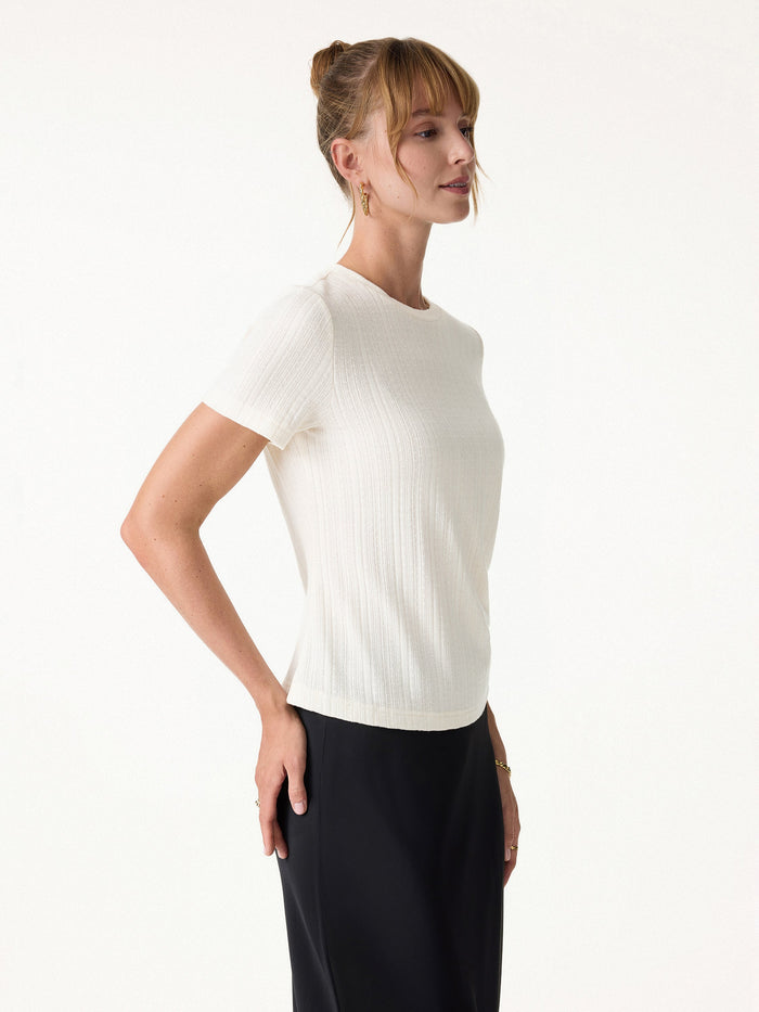 Pointelle Tucked Short Sleeve Summer Tee