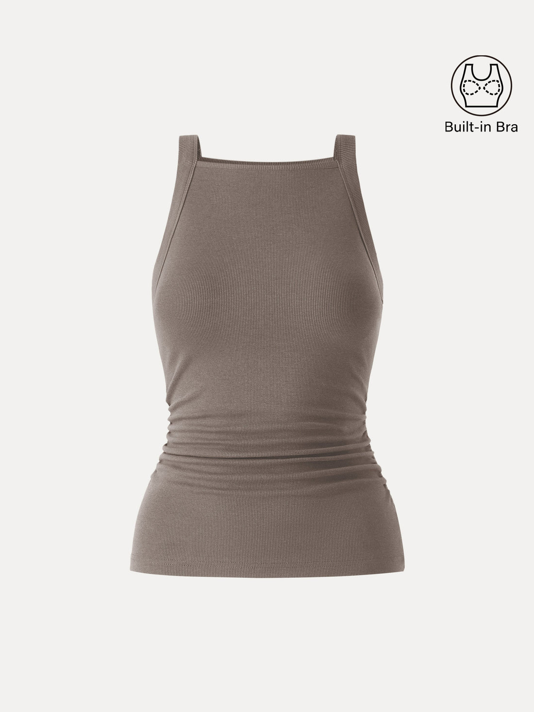 Plantive Chic Square Neck Ruched Rib Bra Tank