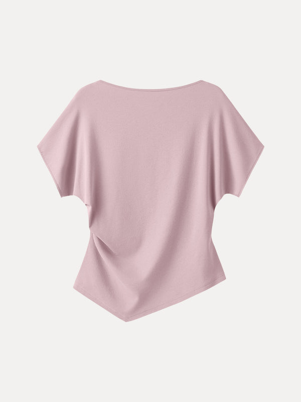 Cotton Lyocell Boatneck Angled Summer Tee
