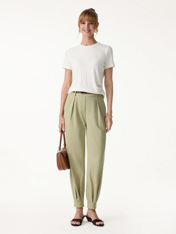 Stretch Linen-Like Wrinkle-Resistant Tapered Pant