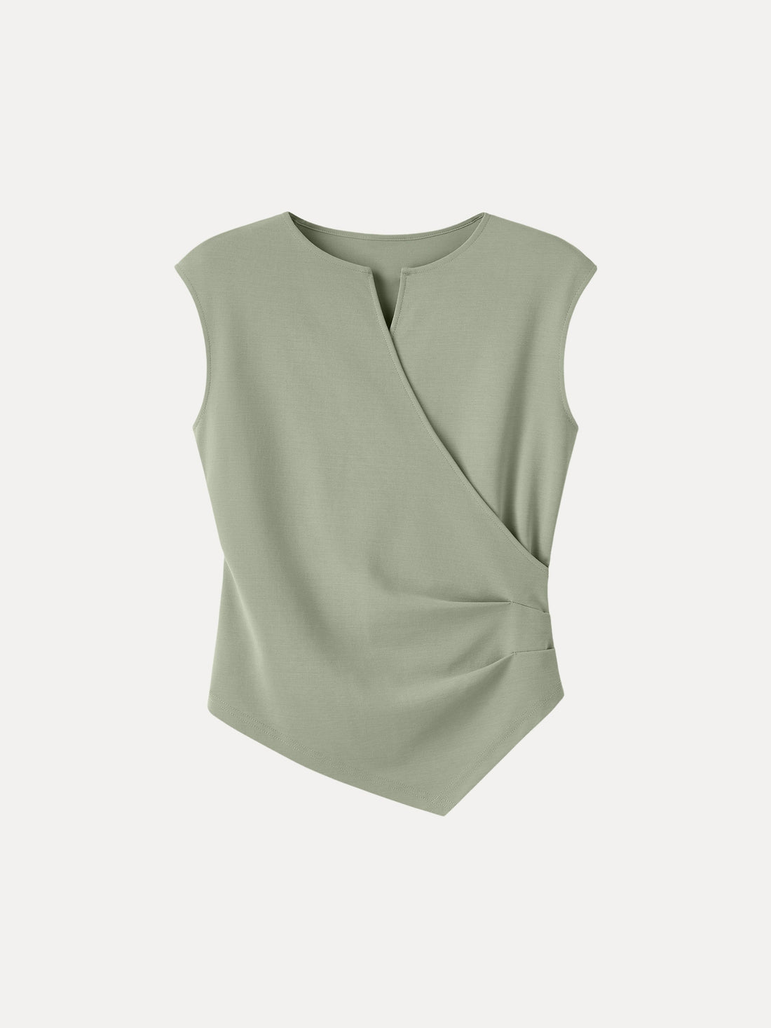 Surplice Wide Shoulder Tucked Angled Tank Top