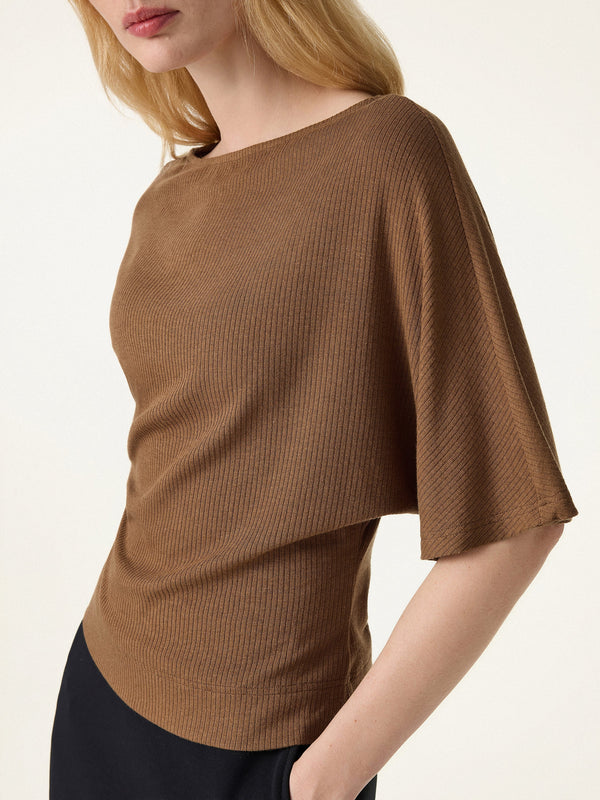 Soft Ribbed Boatneck Relaxed Top
