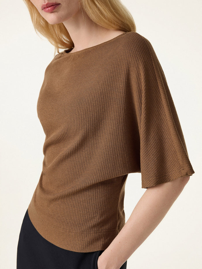 Soft Ribbed Boatneck Relaxed Top