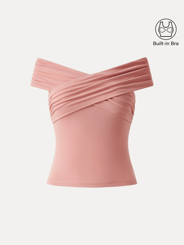 Criss Cross Off Shoulder New Airy Bra Top