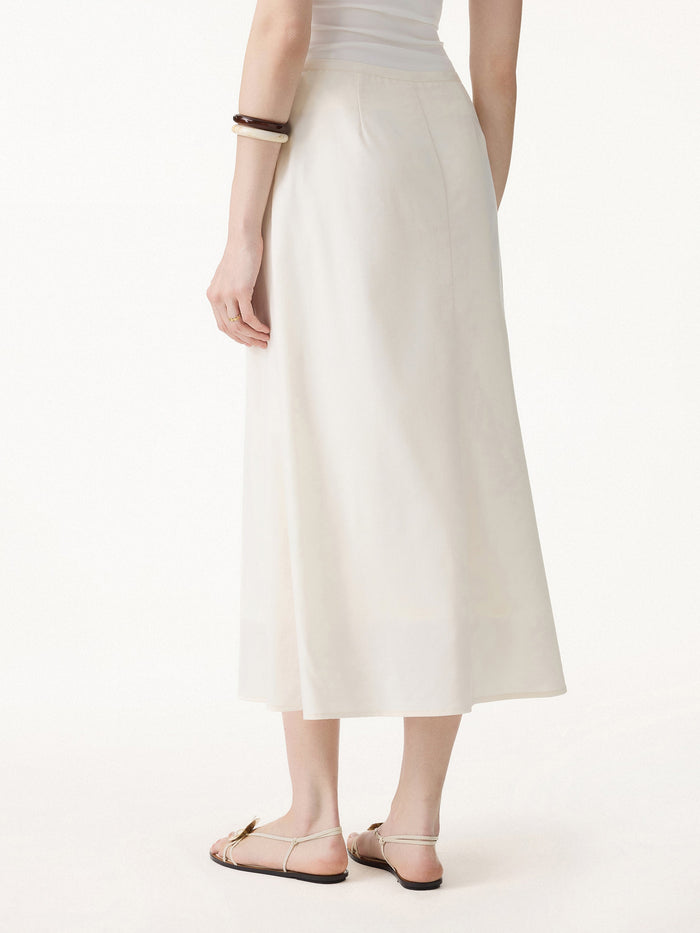 Lyocell-Linen Blend Maxi Flared Pull-On Skirt