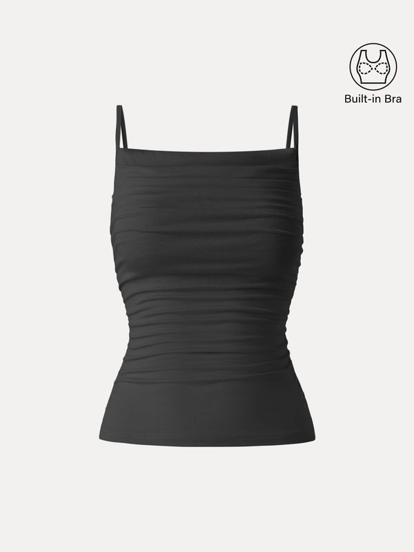 Adjustable Spaghetti Straps Side Ruched New Airy Bra Tank
