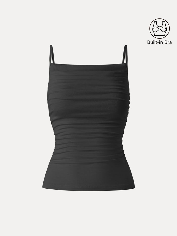 Adjustable Spaghetti Straps Side Ruched New Airy Bra Tank
