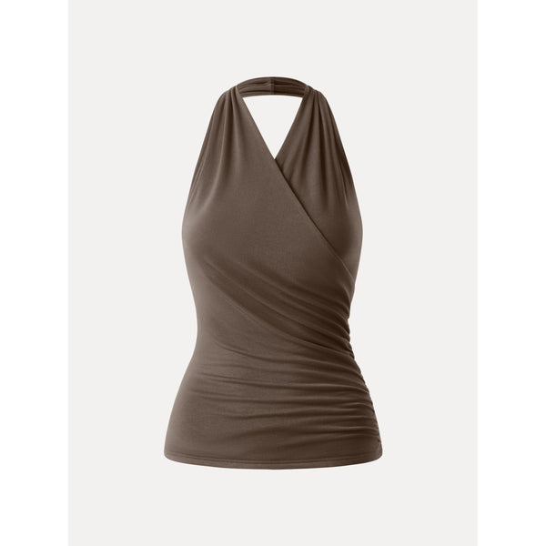 Buttery Smooth Surplice Halter Neck Sculpt Tank