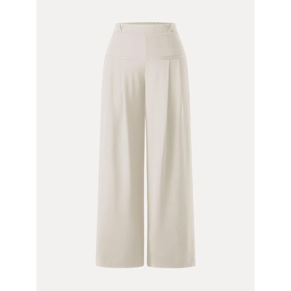 Drapey Bamboo Ponte Mid Rise Wide Leg Trouser with Pockets