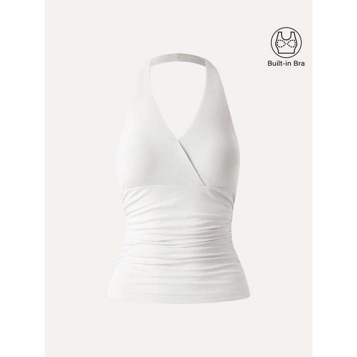 Halter Neck Side Gathered New Airy Bra Tank