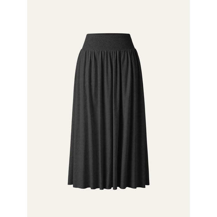 European Linen Smocked Waist Skirt with Pockets