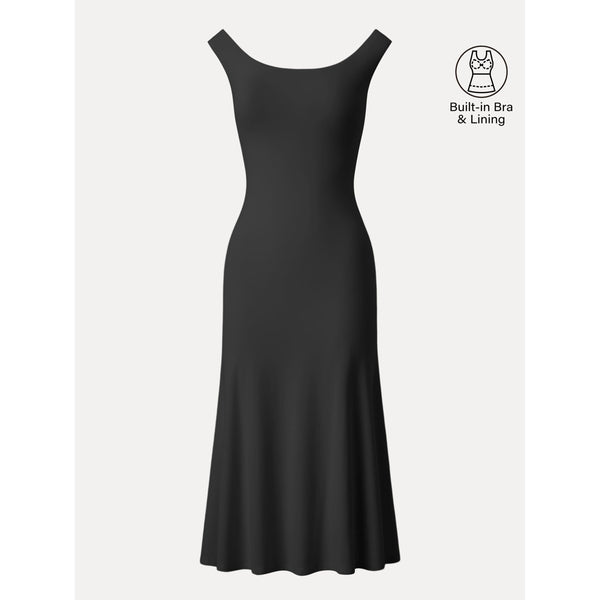 Scoop Neck Midi Low Back Bra Dress