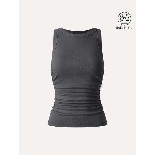 Crewneck Side Ruched Bra Tank