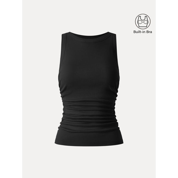 Crewneck Side Ruched Bra Tank